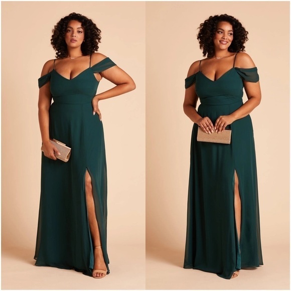 BIRDY GREY Devin Convertible Chiffon Dress In Emerald - Picture 1 of 8